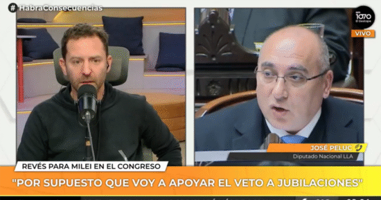 Captura de la entrevista a José Peluc donde es desmentido en vivo por Ari Lijalad