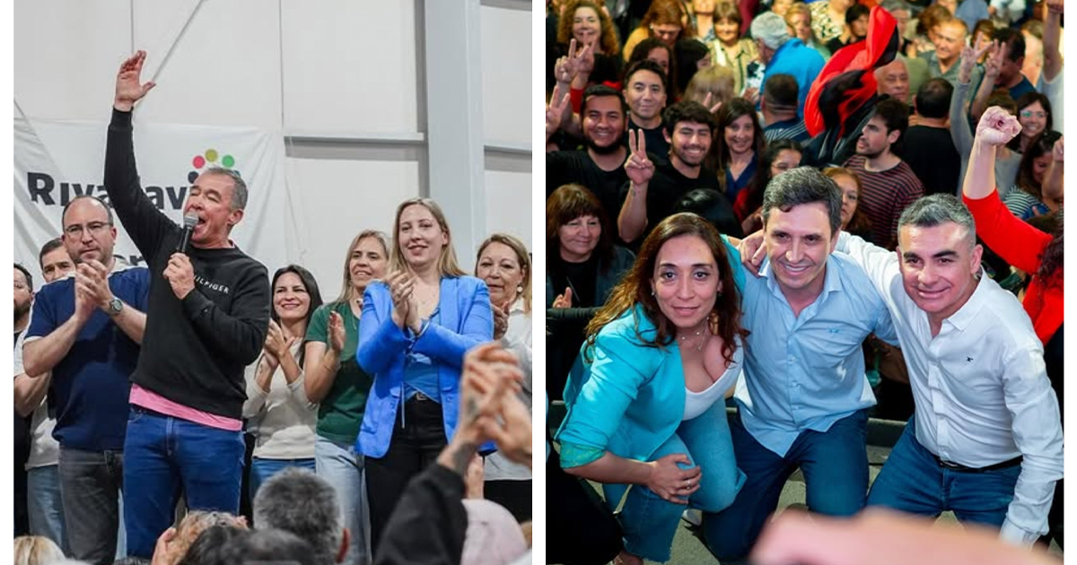 Candidatos del Frente Por San Juan y del Frente Fuerza San Juan en la campaña para las elecciones legislativas 2025 en San Juan