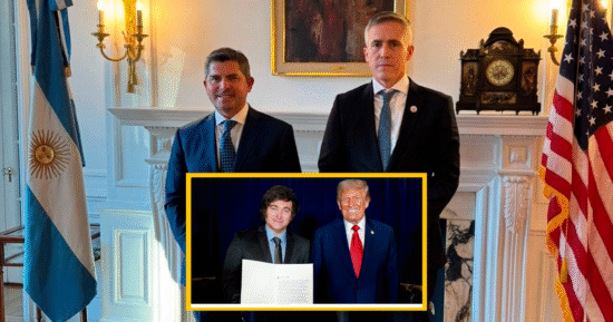 Javier Milei y Donald Trump, de fondo el gobernador Marcelo Orrego. Agenda geopolítica por los recursos estratégicos de San Juan