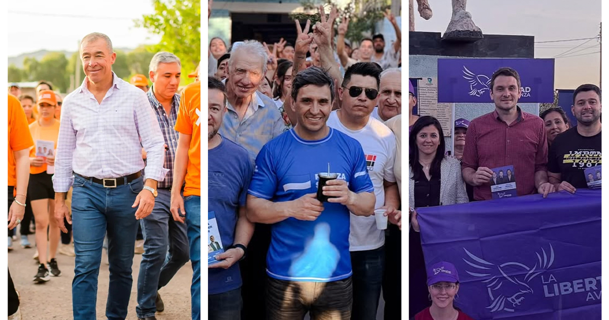 Collage de Fabián Martín, Cristian Andino y Abel Chiconi en campaña
